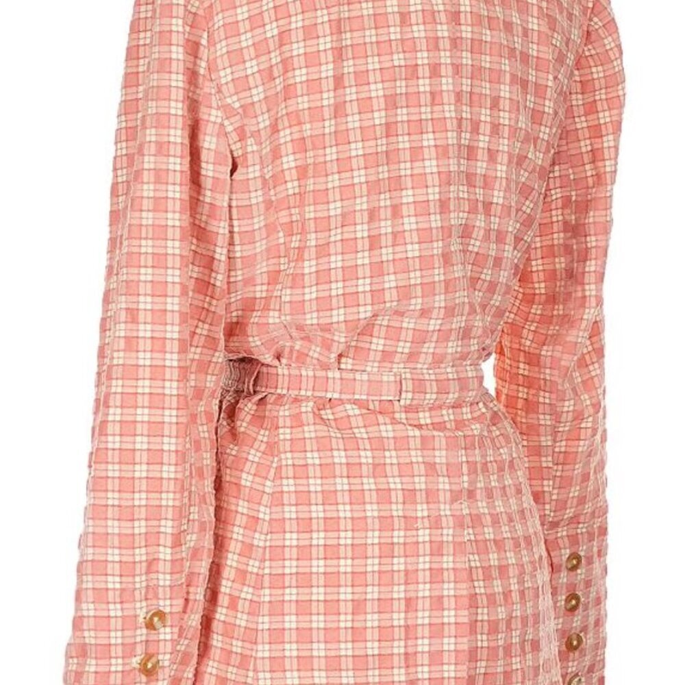 Free People Olivia Gingham Blazer Jacket Pink Size XS NWT Retail $178 - Picture 9 of 9